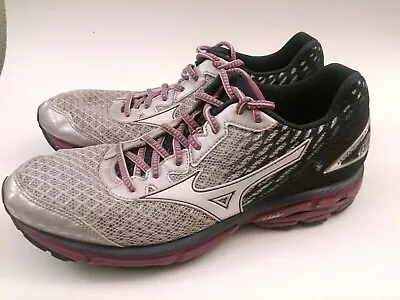 Mizuno Wave Rider 19 Womens Sz 10.5 Road Running Shoes Purple Silver Marathon • $37.99