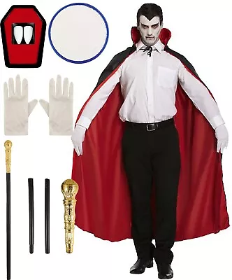 Men Bloodthirst Vampire Costume Adult Dracula Count Halloween Gothic Fancy Dress • £9.90