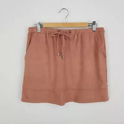Mink Pink Womens Size M 12 Dusty Pink Suede Feel Straight Skirt Pockets • $12.84
