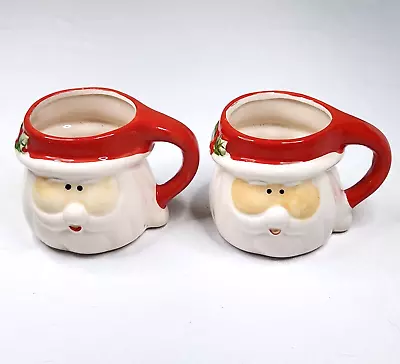 Vtg Royal Norfolk Christmas Santa Mugs Set Of Two Holiday Ceramic Mugs 3.5  • $18.99