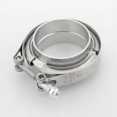 3  Stainless Steel V Band Clamp With 2 Flat Flange Kit Turbo Exhaust Downpipe • $59.97