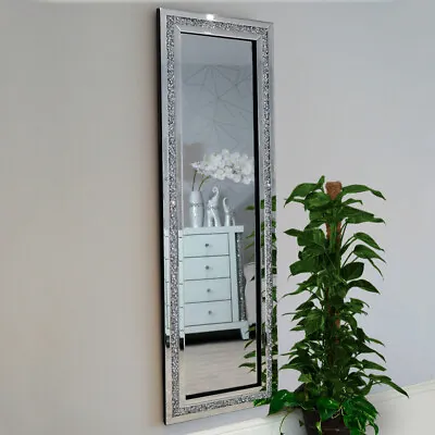 Glimmer Elegant Glam Crystal Diamond Long Dressing Wall Mirror - 120cm X 40cm • £115