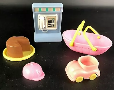 Vintage Playskool DOLLHOUSE Chair Chocolate Cake Food Wall Telephone Basket LOT • $38.49