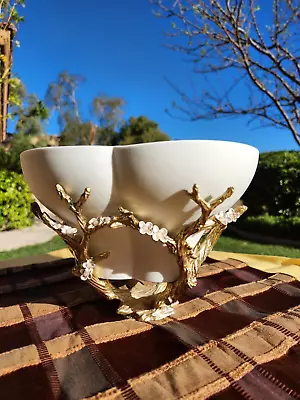 Rare L'OBJET Cherry Blossom Bowl (large Size) Handmade - Porcelain & Gold Plated • $800