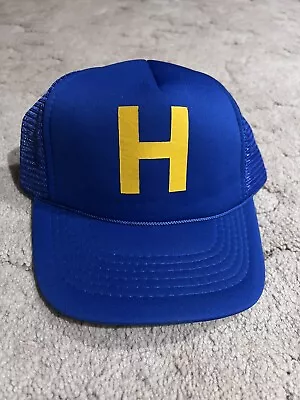 Vintage H Monogram Felt Patch Mesh Snapback Rope Trucker Hat Blue OS • $11.50
