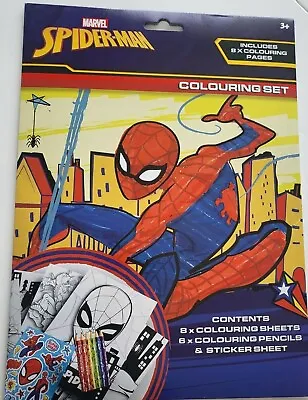 £3.59 • Buy Colouring Stickers Kids Crayon Set Travel Activity Spiderman