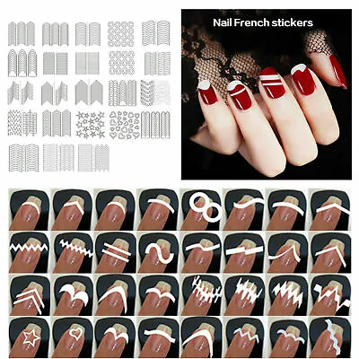 5 Pack / Set French Manicure Nail Art Tips Form Guide Sticker DIY Stencil USA • $1.95