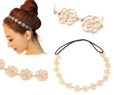 Hollow Rose Gold Metal Chain Flower Hairband / Headband / Alice Band • £3.49