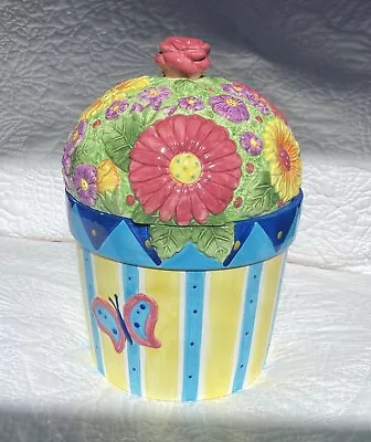 Cooks Club Flower Cookie Jar/canister Tulips Roses Butterfly Spring/Easter Decor • $25