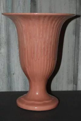 Vintage Art Deco Pottery Vase Drip Glaze Ribbed Planter 9 1/4 Tall Floral Vase • $19.99