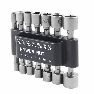 14Pcs Power Nuts Driver Drill Bit Set Metric Socket Wrench 1/4'' Driver Hex Keys • $7.49