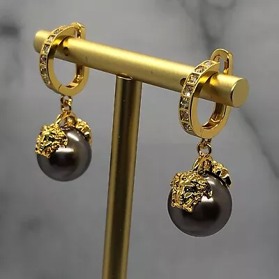 Auth VERSACE Medusa Pearl Pendant Earrings - Pre Owned / KL4277 • $125.99