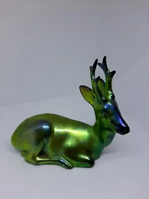 $249.88 • Buy ZSOLNAY Stag Laying PECS EOSIN ART NOUVEAU IRIDESCENT 1900’s  4.5” Hungarian Vtg