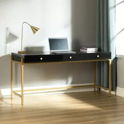 Classic Black Simple Writing Desk Office Table Home Study Living Room Glam Gold • $538.18