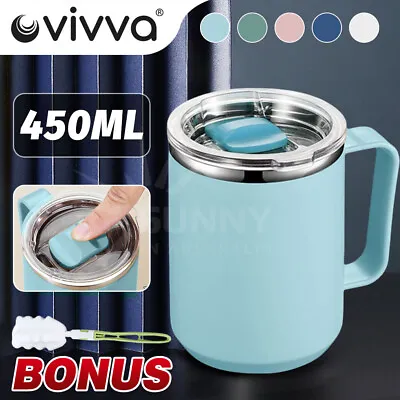 $15.97 • Buy Vivva Coffee Mug Travel Cup Stainless Steel Double Wall Leakproof Insulated