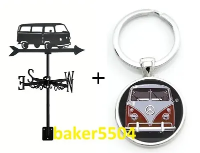 Volkswagen T2 Campervan Type Garden Decor Wind Weather Vane & Key Ring Free P&P • £24.95