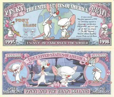 Pinky And The Brain I Want To Take Over The World Million Dollar Bills X 2 • £1.99