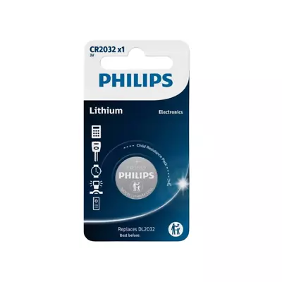 PHILLIPS CR2032/DL2032 3V Lithium Coin Cell Battery For Car Remote  - Single • £2.20