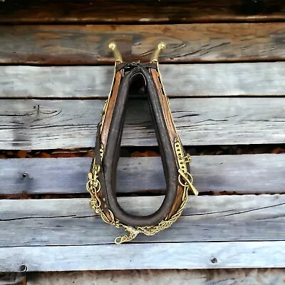 Antique Horse Mule Leather  Collar Hames With Brass Knobs Western Cowboy Decor • $225