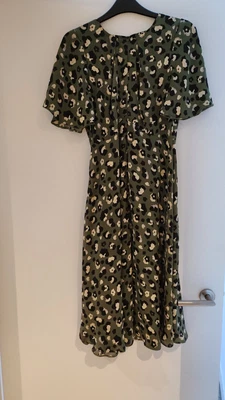 $15 • Buy Asos Green Leopard Print Midid Backless Dress Size 12