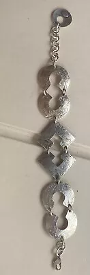 Beautiful Marjorie Baer Panel Link Bracelet Silver Metal Geometric Pattern MBSF • $35