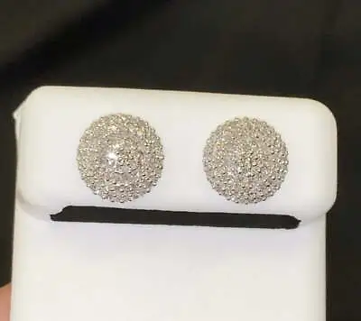 10k White Gold .60 Carat 10 Mm 100% Genuine Diamonds Mens/womens Earring Studs • $350