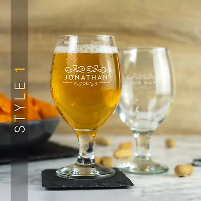 £9.99 • Buy Personalised Beer Glass Engraved Stemmed Ale Craft Glass Customised Gift Idea