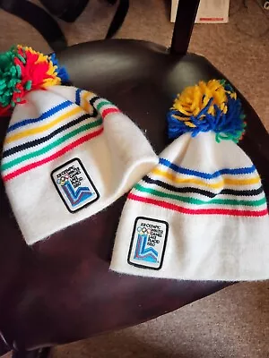 Vintage 1980 Lake Placid XIII Olympic Winter Games Beanie Pom Pom Hat Striped • $20