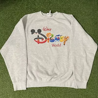 Vintage Walt Disney World Mickey Mouse Inc Crewneck Sweatshirt Gray Large L • $34.99