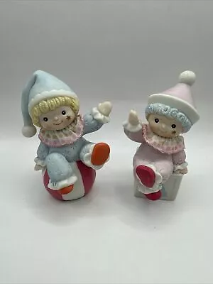 Vintage HOMCO Figurines -  Child Clowns On Block And Ball #1451 Set Of 2 Nursery • $12