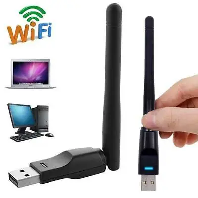 USB WiFi Wireless PC Dongle Adapter Antenna Receiver Internet Laptop Computer☹☹ • £4.07
