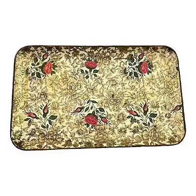 Vintage Paper Mache Gold Floral Roses Tray Alcohol Proof Highmount Japan 5 X 8  • $19.99