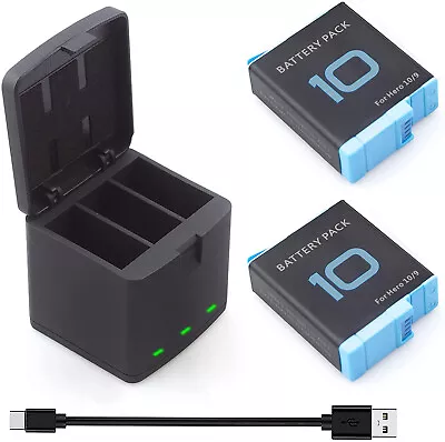 2 Pack Battery Fit For GoPro Hero 10 GoPro Hero 9 Black With 3-Channel Battery • $29.59