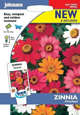 Johnsons Seeds - Pictorial Pack - Flower - Zinnia Pinwheel - 100 Seeds • £3.95