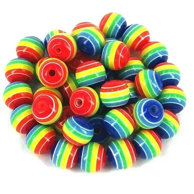 Acrylic Round Beads Rainbow Gay Pride 12mm Jewellery Making Kids Craft A5 X 40 • £2.99