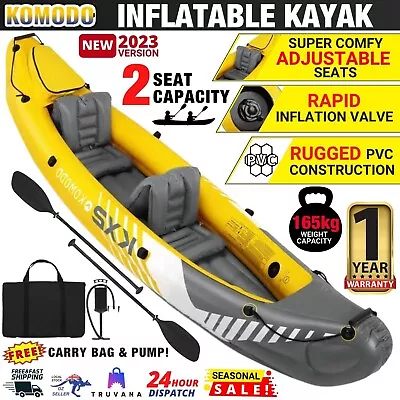 $130.96 • Buy Inflatable Boat Kayak Fishing Canoe 2-Person Raft Water Challenger Paddle Pump