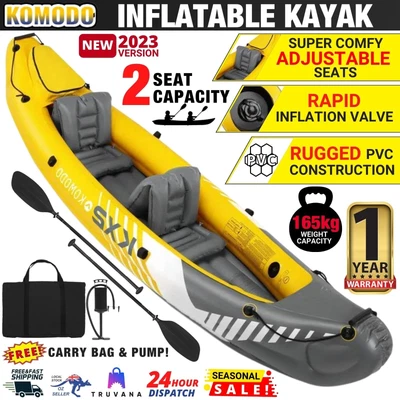 $130.96 • Buy Inflatable Boat Kayak Fishing Canoe 2-Person Raft Water Challenger Paddle Pump