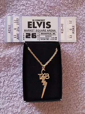 Elvis Presley Tcb Gold Plated Rhinestone Necklace&last Concert Ticket Lot 2 • $65