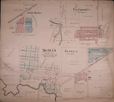 1893 Plat Map ~ MEDINA SENICA LENAWEE Co. MICHIGAN / RIGA ONSTED On Reverse • $45.95