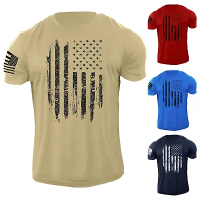 Men's Distressed USA Flag T Shirt American Patriotic 100% Cotton Tee • $14.90