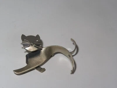 $17.99 • Buy Vintage Beau Sterling Silver Cat Brooch Pin Jewelry (886T)
