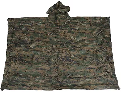 Mil-Tec Woodland MARPAT Rain Poncho Marine Corp USMC Type Waterproof Liner • $44.95