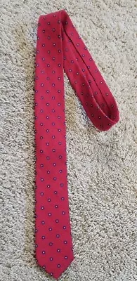 J. Crew Men's 100% Silk Neck Tie ~ Red ~ Geometric Pattern ~ Made In The USA! • $15