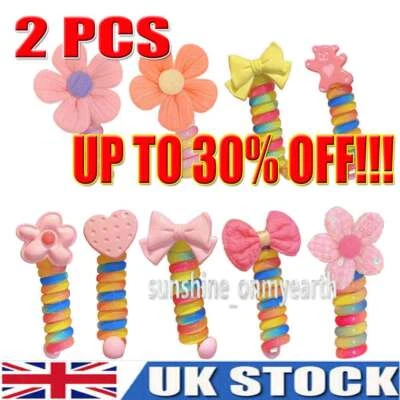 £4.78 • Buy 2× Plastic Telephone Wire Line Elastic Bands Hair Ties Scrunchy Colorful Rubber