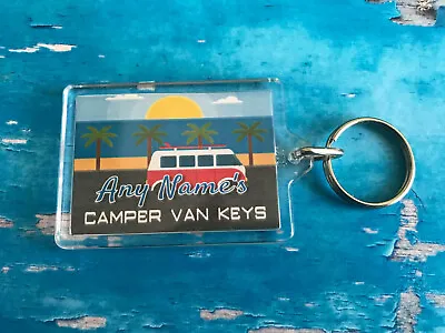 £2.49 • Buy Personalised Camper Van Keyring - Add A Name - Funky Design - Caravan Keys