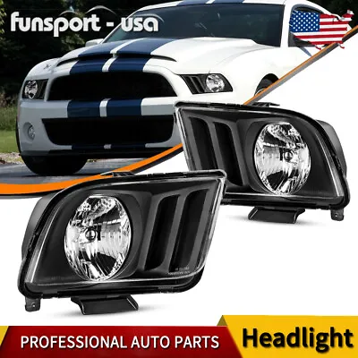 Black Headlights Assembly Pair For 2005-2009 Ford Mustang Headlamps Clear Lens • $51.99