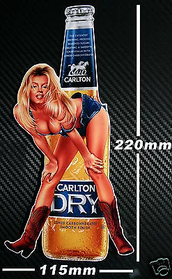 Pin Up Girl Carlton Dry Beer Sticker Speedway Hot Rod Toolbox Fridge Man Cave SS • $6.99