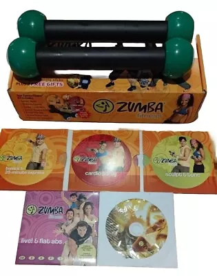 ZUMBA Fitness Workout Exercise DVDs + Toning Sticks Flat Abs Total Body Cardio • $22.99