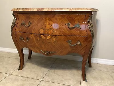 Vintage Louis XV Style Marble Top Commode French Bombe Chest • $699.99