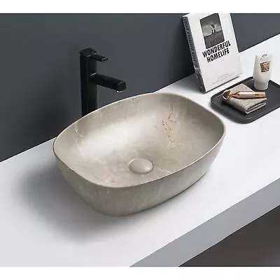 Affine Rectangular Countertop Basin Marble Grey - 505 X 385mm • £69.97